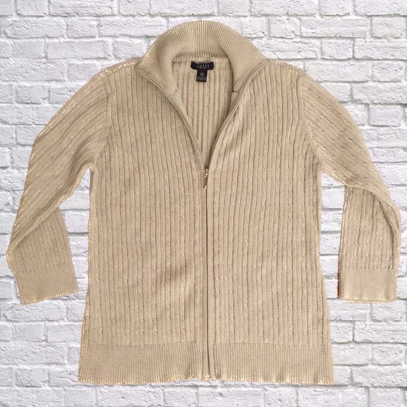 Chaps Sweaters - 🔵 2/$22❗️Chaps Glitter Knit Full Zip Women’s Sweater